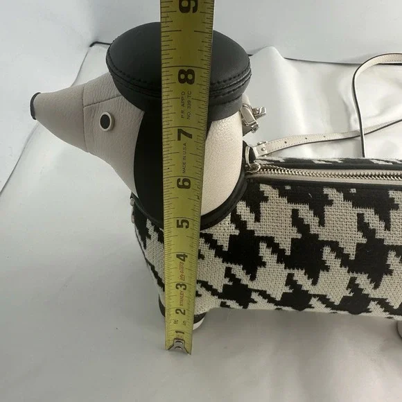 RARE New Kate Spade Claude Dachshund Dog Houndstooth Crossbody Puppy Purse - Picture 13 of 16